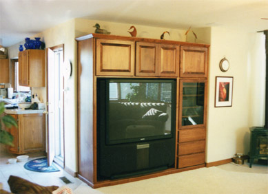 fruitwood stained alder media center