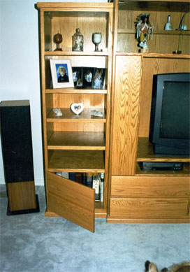 8 foot tall oak media center