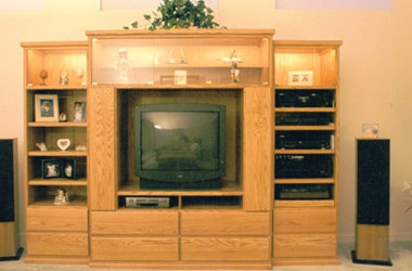 10 foot wide oak media center