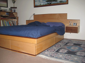 pedestal bed with floating nightstands