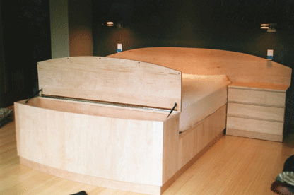 maple blanket box and pedestal bed