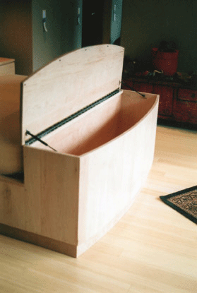 maple foot chest with 90 degree piano hinge