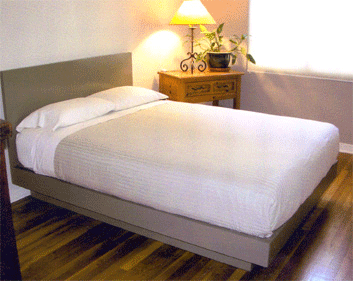 painted pecan platform bed without drawers