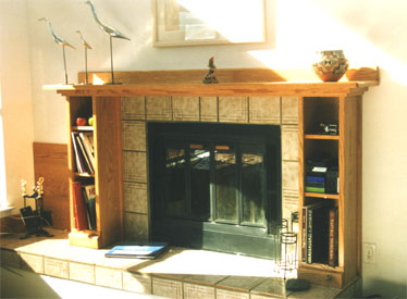 Oak fireplace mantle