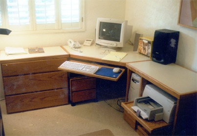 Oak desk with melamine desktop