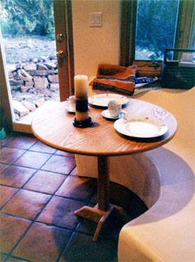 Custom Round Oak Breakfast Table With Single Stem