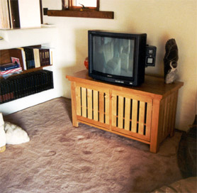 Mission Style Slatted Stereo and TV Stand