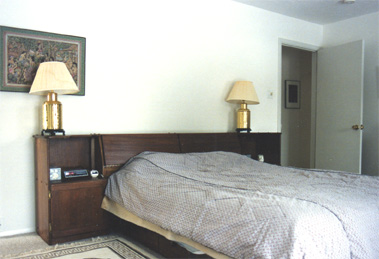 mahogany headboard with nightstand extensions