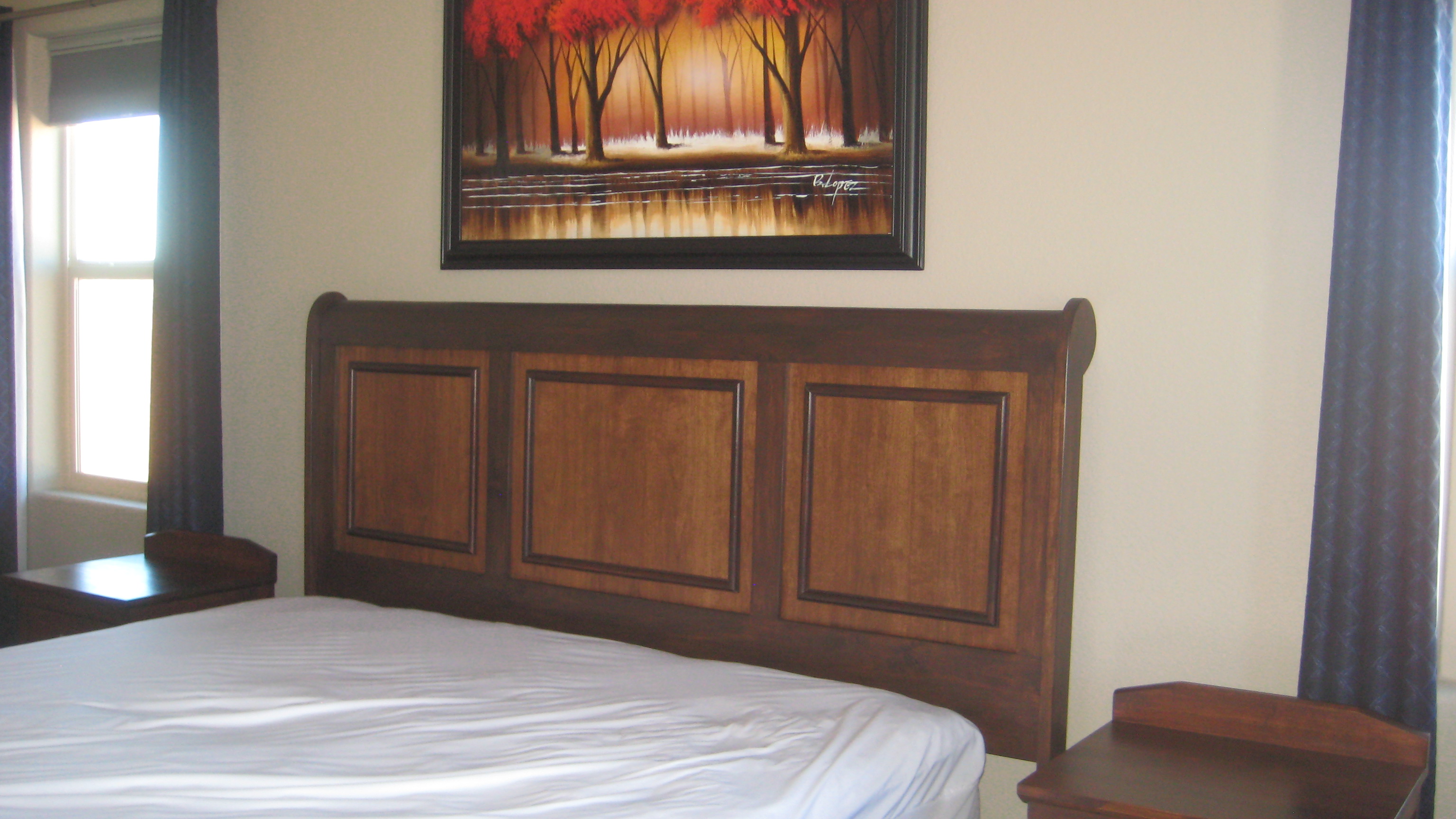 pedestal bed in Alder headboard