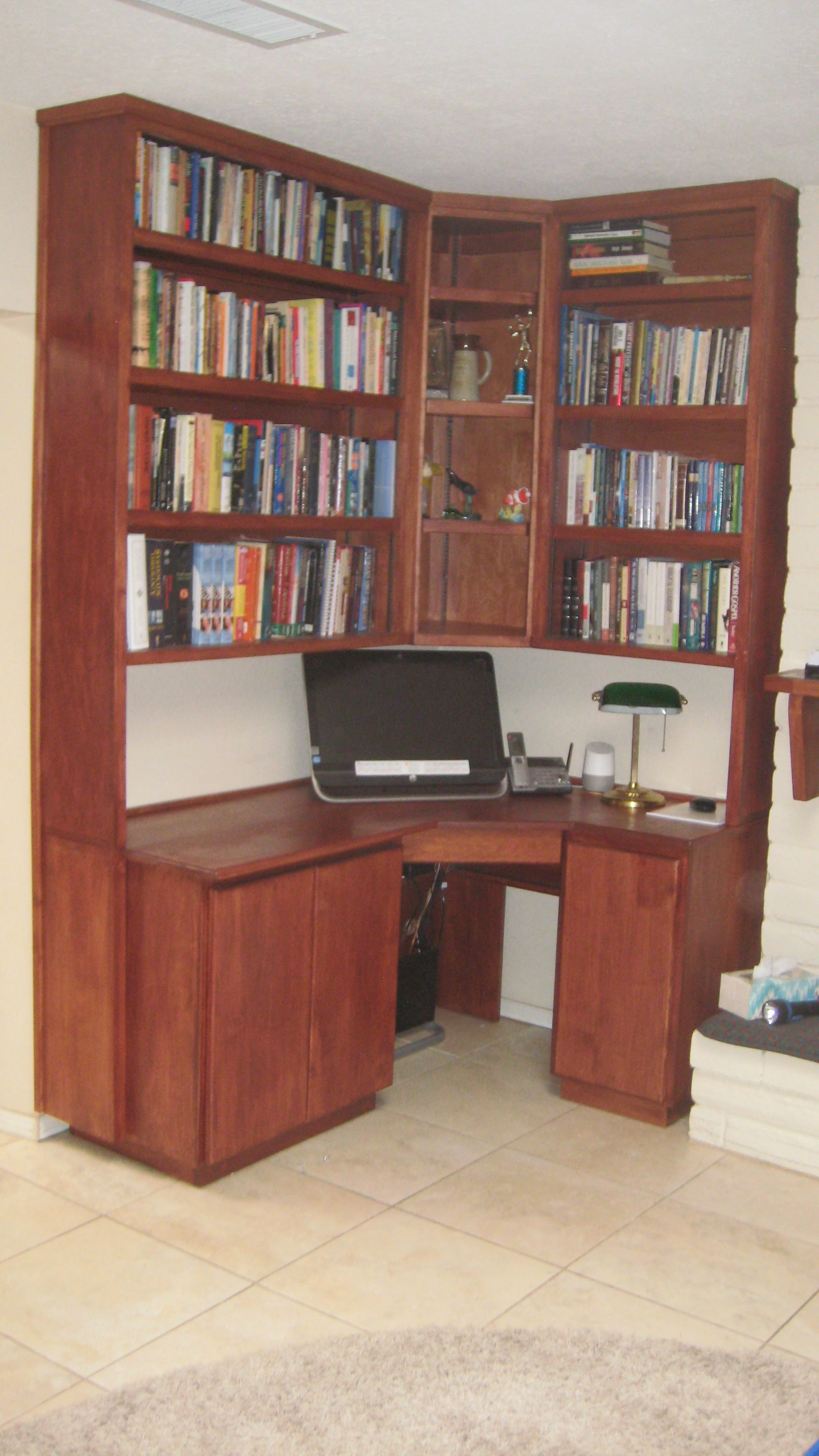 Alder stained as cherry corner desk