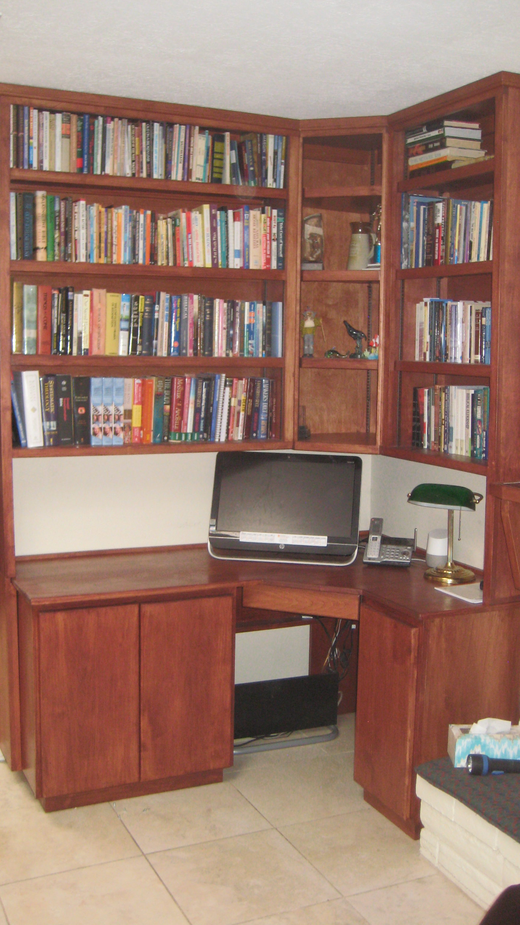 Alder stained as cherry corner desk
