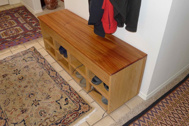 mahogany and oak shoe banco left side